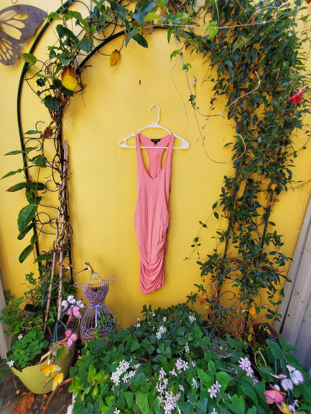Express Pink Ruched Tank Dress